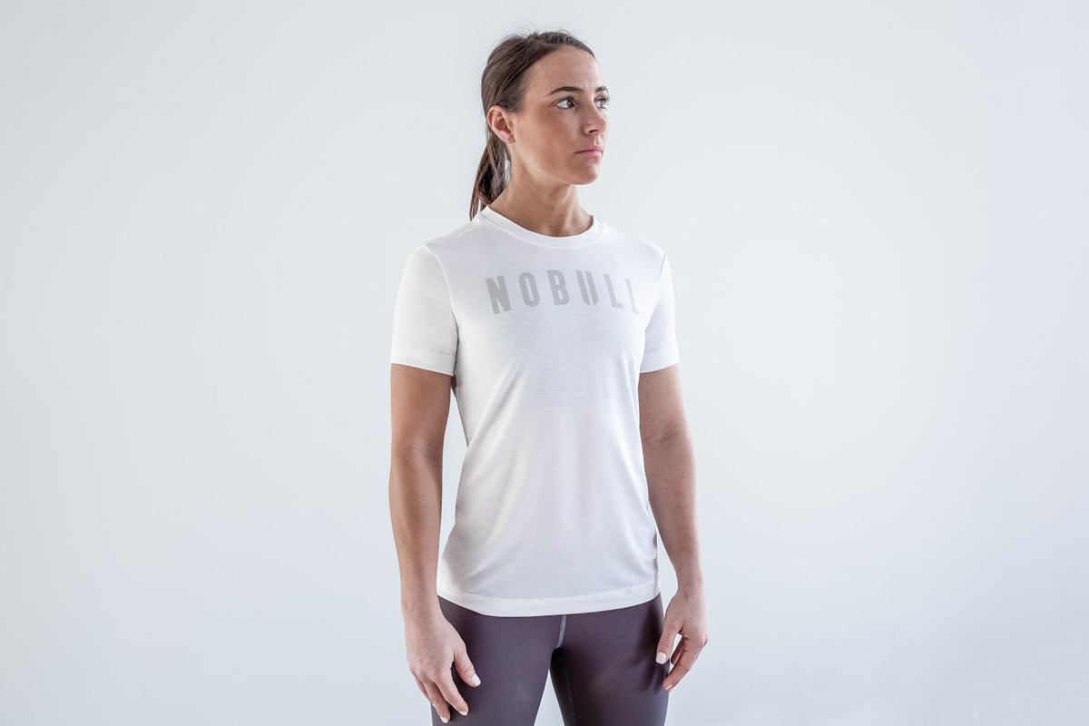 Nobull Women's T Shirts White | Australia (VJ8190)